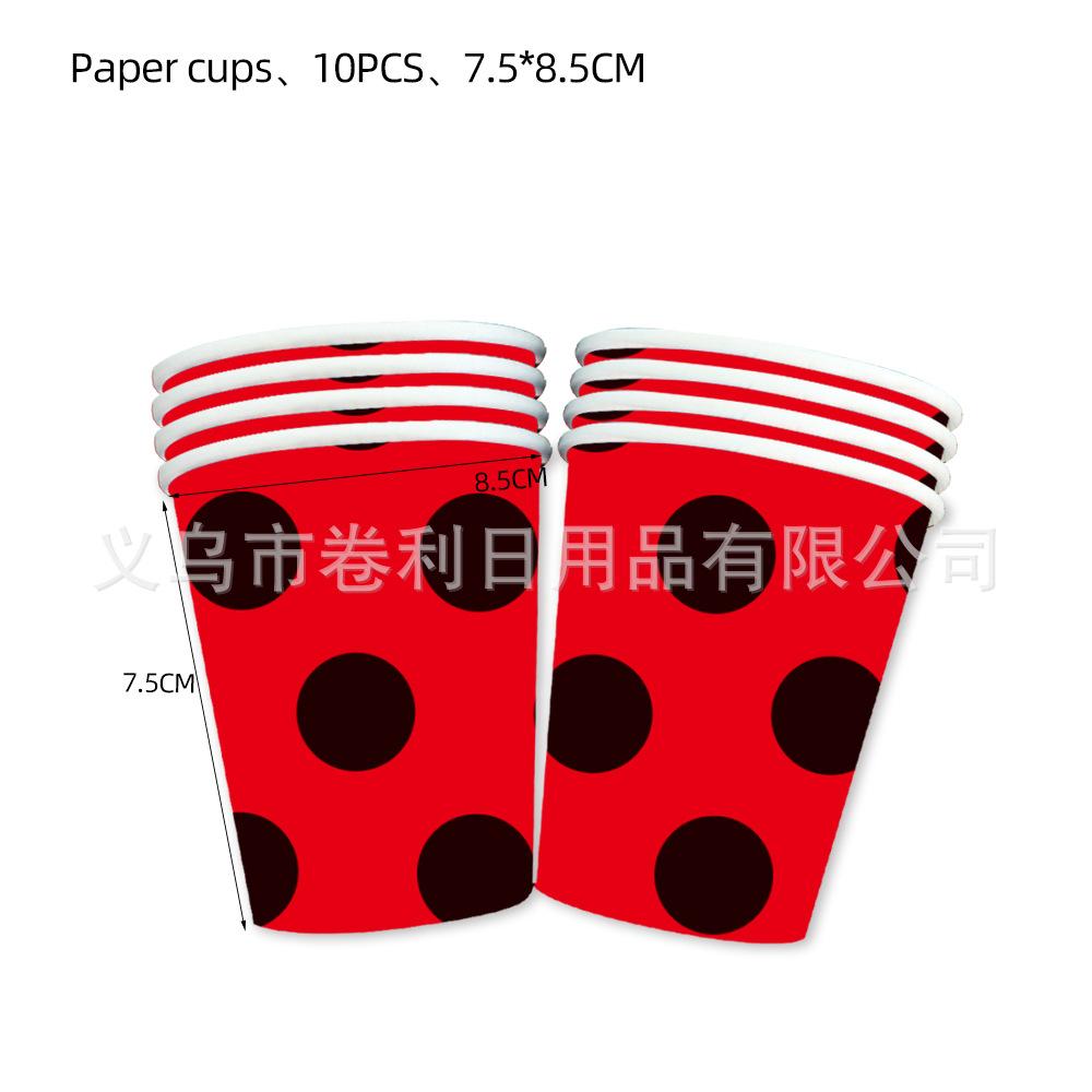 Ladybird Red Black Latex Balloon Birthday Party Tableware Paper Plates Tissue Tablecloth Supplies Cartoon Party