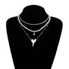 Artistic Irregular Heart Star Imitation Pearls Alloy Necklace Multi Layer Neckchain For Unique Fashion Accessories