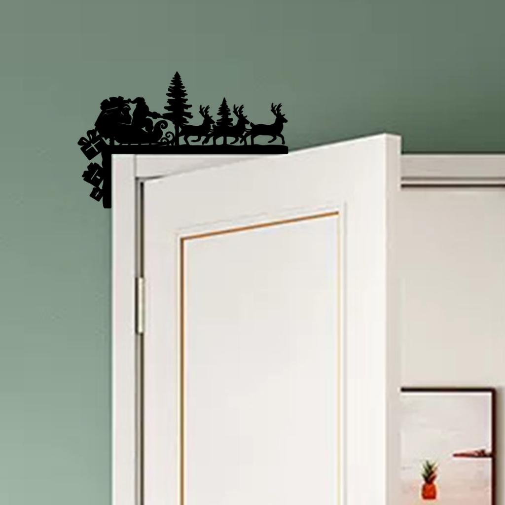 Christmas Atmosphere Door Lintel Decoration Sticker PVC Self-adhesive Party Door Wall Sticker Elk Decoration