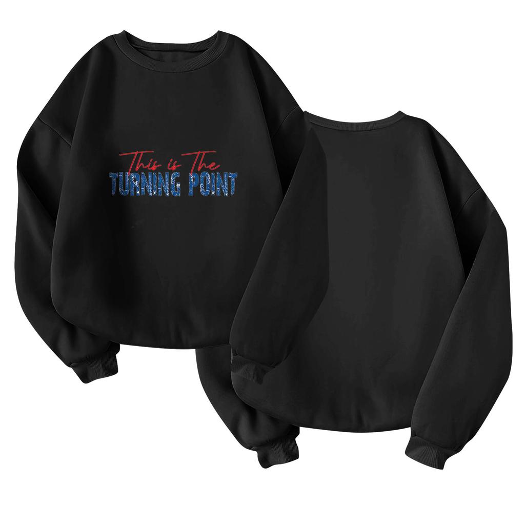 Unisex Fashion Casual Long Sleeve  Print Round Neck Top