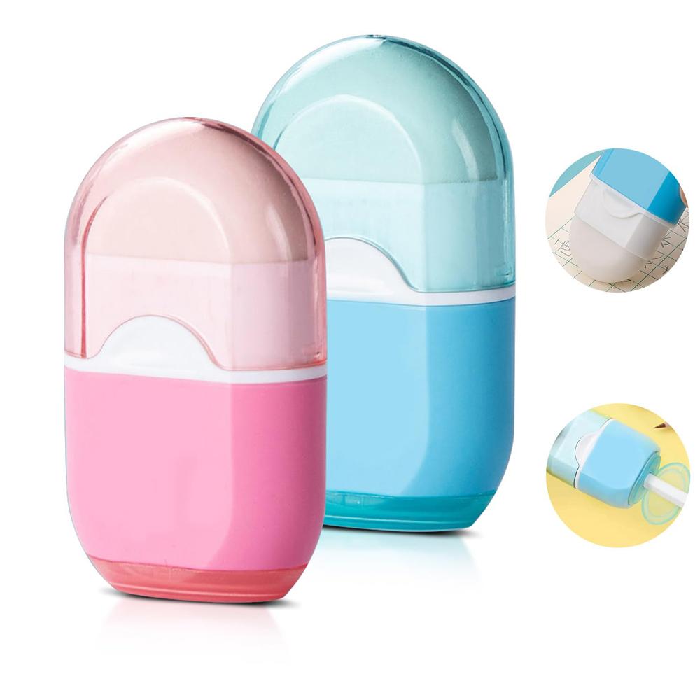2 Pcs 2-in-1 Pencil Sharpener Manual Pencil Sharpeners with Container for Kids Adults Student School Home Office Supplies