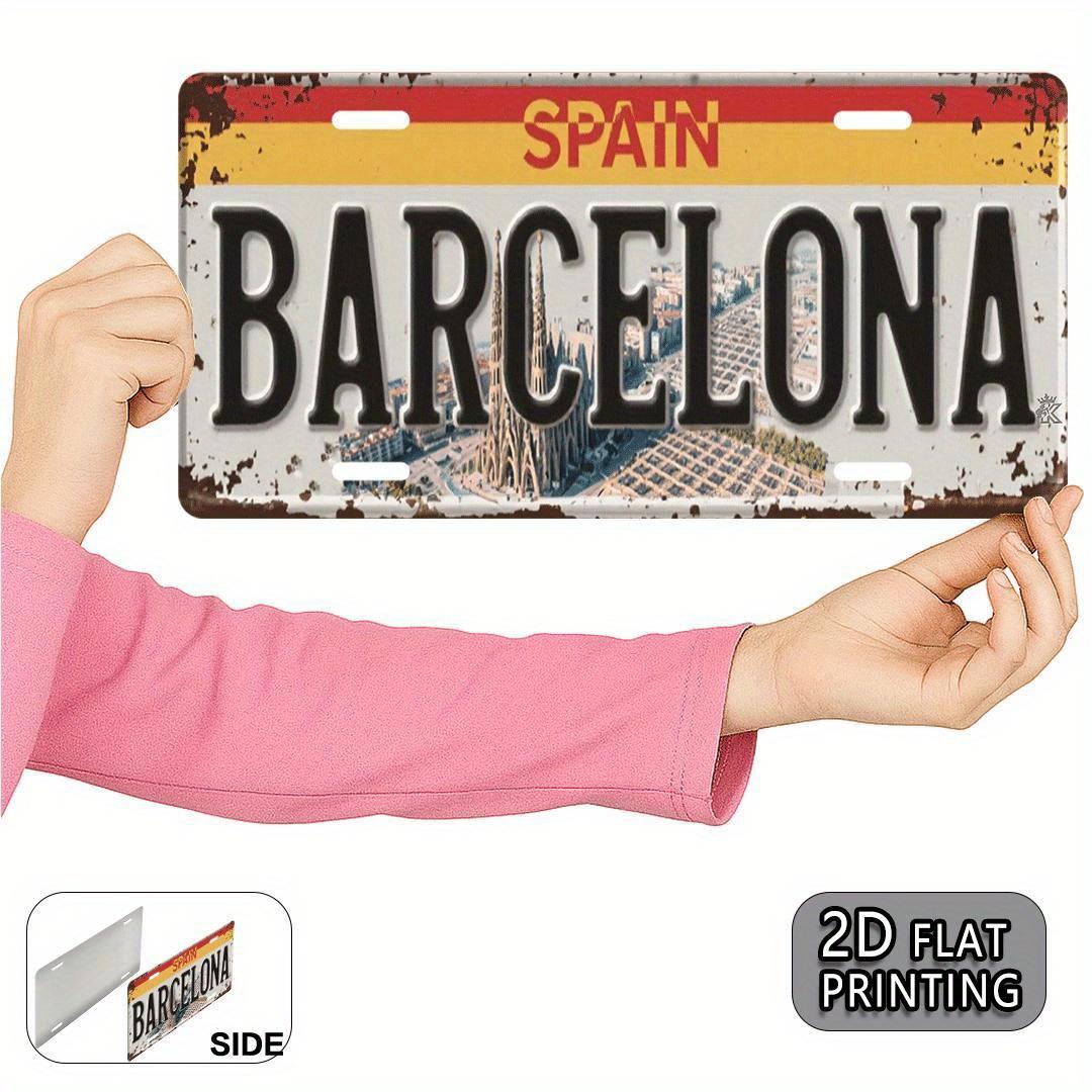 

D flat Barcelona Spain vintage metal aluminum license plate number plate travel souvenir rustic style family friend gift 15x30cm(5.9x7.8inch)