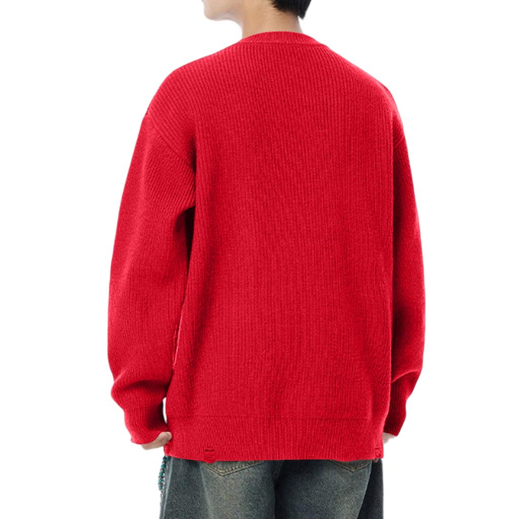 Men's Fashion Knitting Pullover Long Sleeves Loose Round Neck Sweater