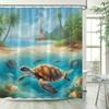 Ocean Sea Turtle Shower Curtains Island Coconut Trees Starfish Oil Painting Art Landscape Polyester Bathroom Curtain Decor .