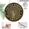 2D Flat, 1pc 7.87x7.87 Inch 2D Flat Round Aluminum Sign - "United States of America" Retro Wall Art with Statue of Liberty Design, Durable Metal