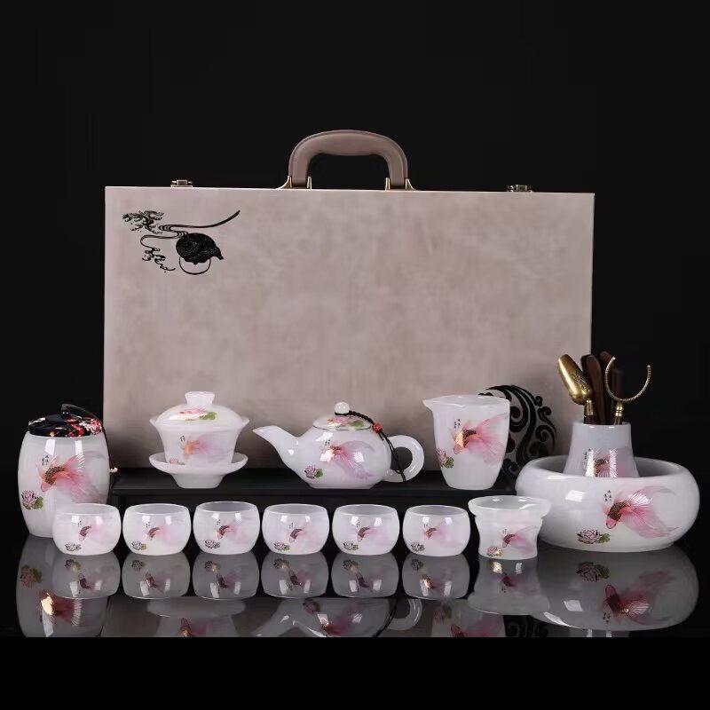 Chaxun Dehua Glazed Kung Fu Tea Set - 14-Piece Gift Box