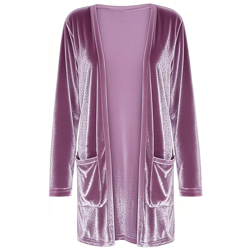 Women's Fashion Solid Color Cardigan Lightweight Long Sleeve Loose With Pocket Jacket