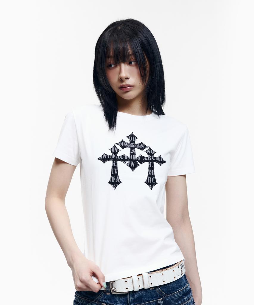 AAKAM Trinity Cross Half Top (White)
