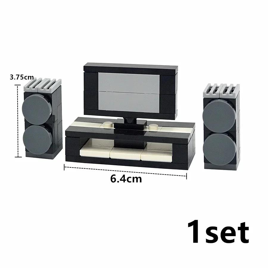 City Furniture Bed Series Creative Bricks TV Kitchen Bedroom Bathroom Parts Basketball Stand DIY Kits Kids Toys Building Blocks