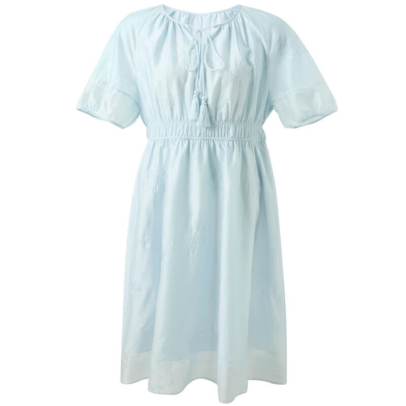 Sancai Plus Size Embroidered Lyocell Round Neck Dress