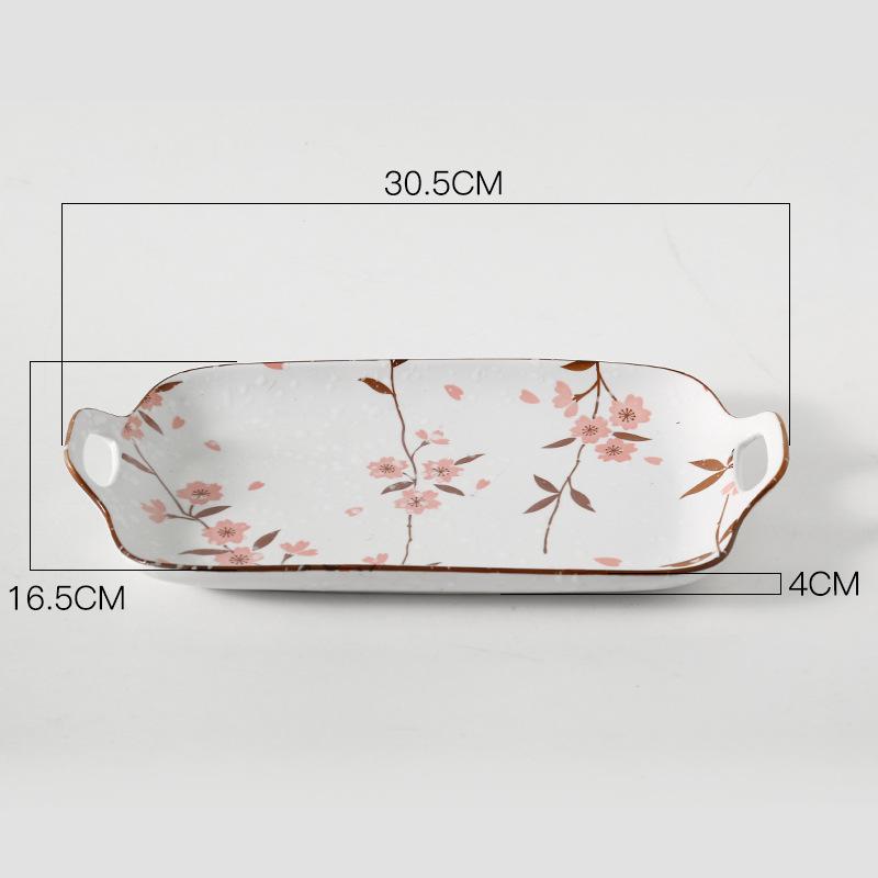 Chinese Underglaze Floral Ceramic Tableware: Rice & Soup Bowls, Plates