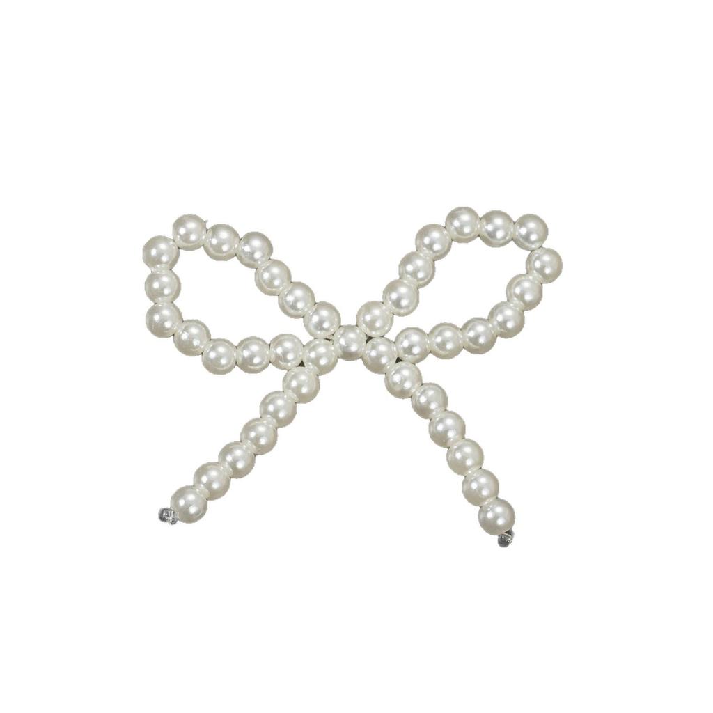 Handcrafted Beaded Bow Pearl Hair Clip & DIY Accessory