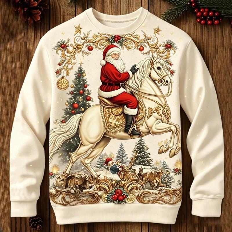 Christmas 3D Print Crewneck Sweatshirt Couples Matching Tops Men Women Casual Fall Pullover