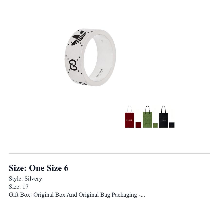 GUCCI Adidas X Gucci Collaboration Collection 925 Sterling Silver Rings Unisex Silver 702766-J8400-0728