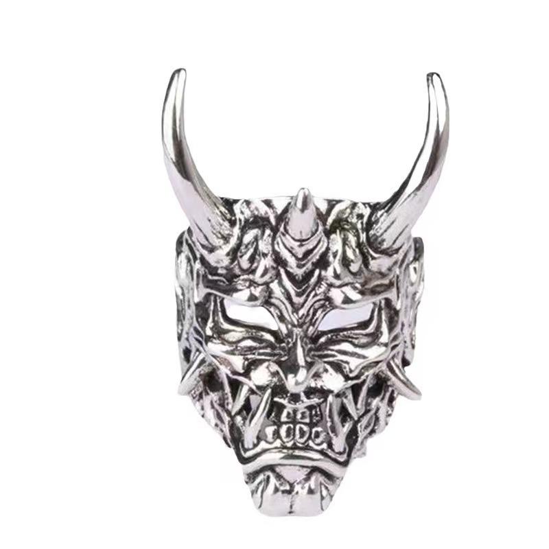 Trendy Demon Mask Hannya Ring: Punk Hip Hop Style Finger Accessory