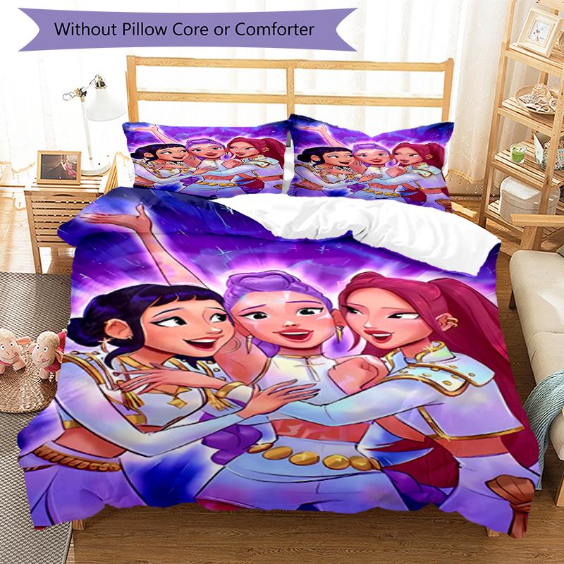 3pcs Kpop Hunter5 Pattern Bedding Set Duvet Cover Set Includes Duvet Cover &pillowcases, Perfect All Season Bedroom Decoration & Gift