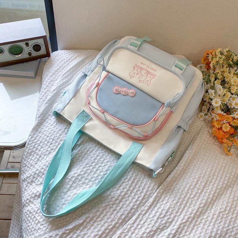 College Style Contrasting Colors Cute Middle School Students Grade 3 To 6 Small Fresh Two-piece Backpack