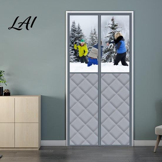 Insulated Door Cover for Winter Magnetic Thermal Curtain Padded with Window Privacy Curtain Bedroom Magnet Closure Windproof Soundproof Living Room