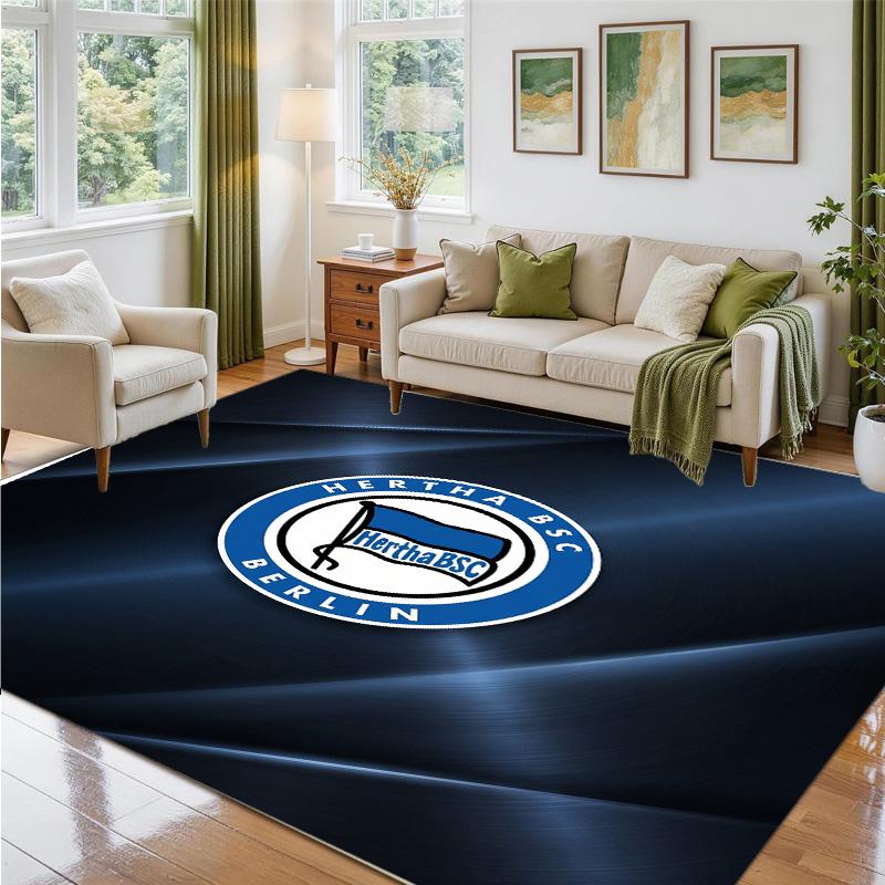 Hertha Bsc FC Design Crystal Velvet Rug Soft Decorative Mat for Bedroom Entrance