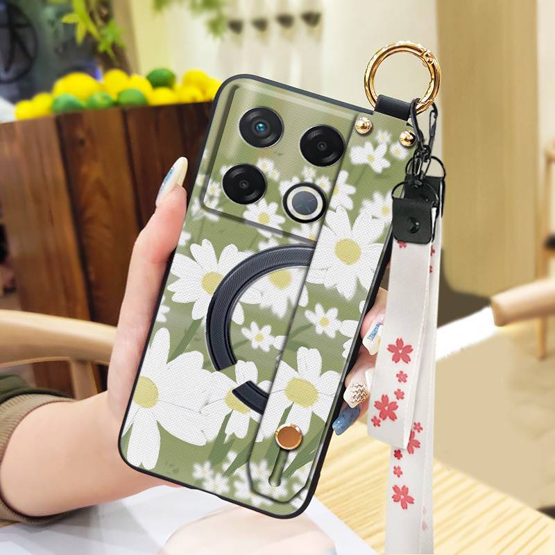Lanyard Anti-dust Phone Case For infinix GT 20 Pro/X6871 Wristband Flower Back Cover Waterproof Shockproof Soft case