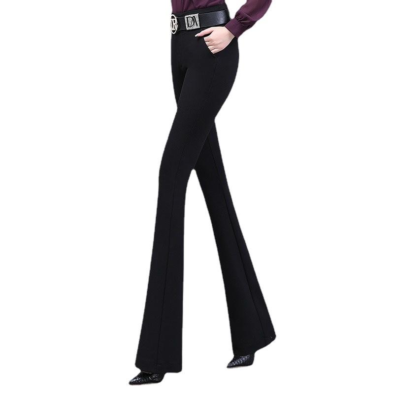 

Большого размера черные брюки женские зимние новые расклешенные брюки женские с высокой посадкой драпированные маленькие универсальные слегка зауженные брюки 3XL