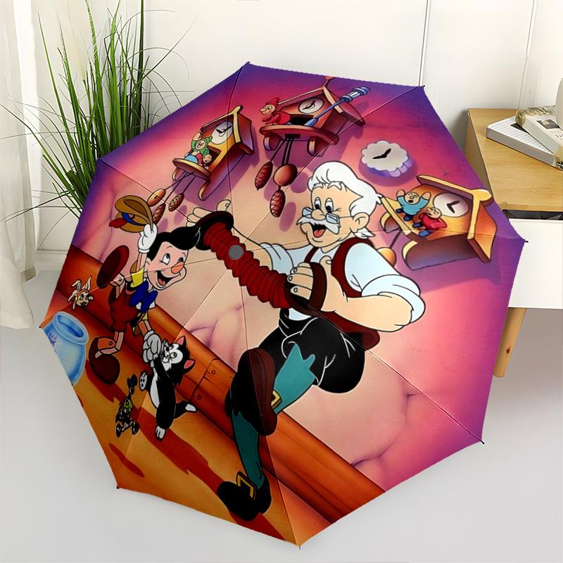 

1pc Pinocchio s Adventure: Automatic Opening/Closing Umbrella with Foldable Design, Iron Frame, Outdoor Use, Perfect Gift for Fans, Traveler
