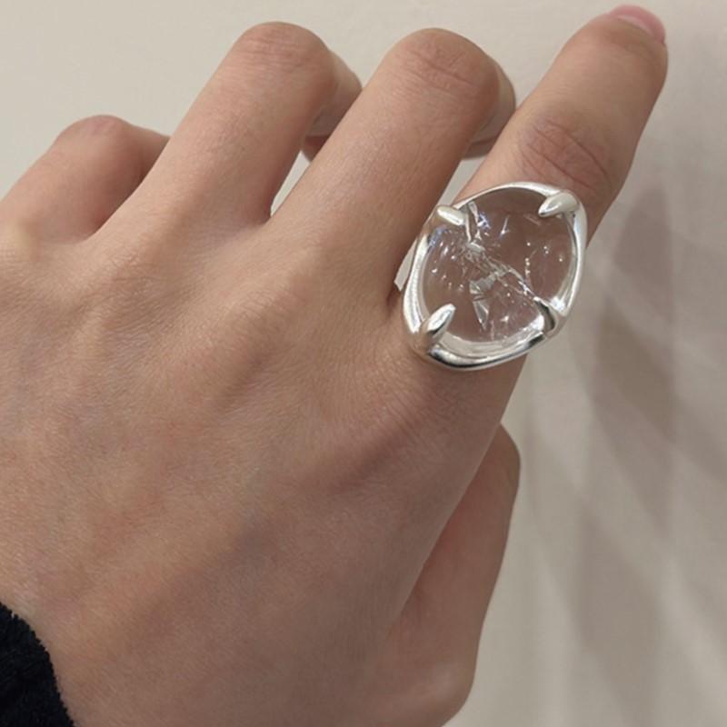 925 Sterling Silver Ring for Women Huge Crystal Big Thick Punk Rock Hiphop Wide Thick Jewelry Gift Dropshipping