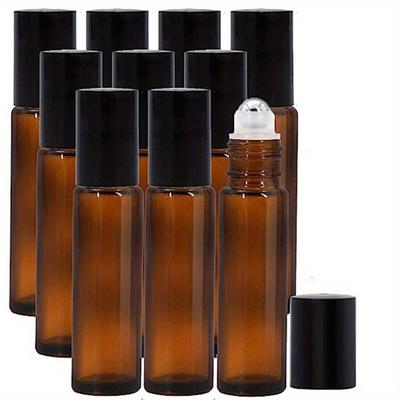 5/10 adet Esansiyel Yağı Silindir Şişeleri, Seyahat, Parfüm ve Dudak Parlatıcısı için Paslanmaz Çelik Silindir Topları ve Kapakları ile 10ml Amber Cam Silindir Şişeleri