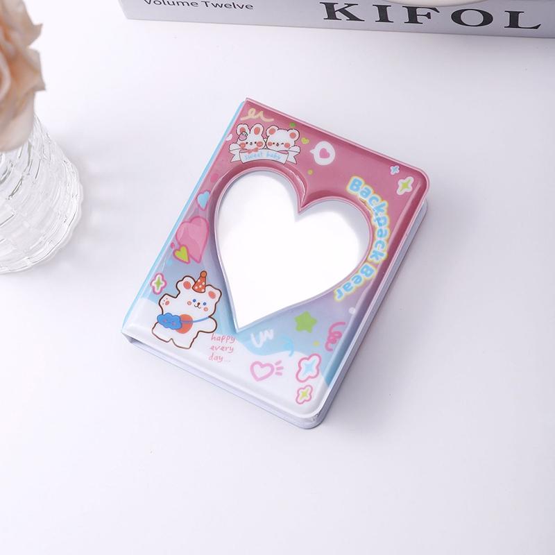 Cute Photo Album 3 Inch Love Heart Hollow Picture Storage Case Kpop Card Binder Name Card Book Photocard Holder 36 Pockets