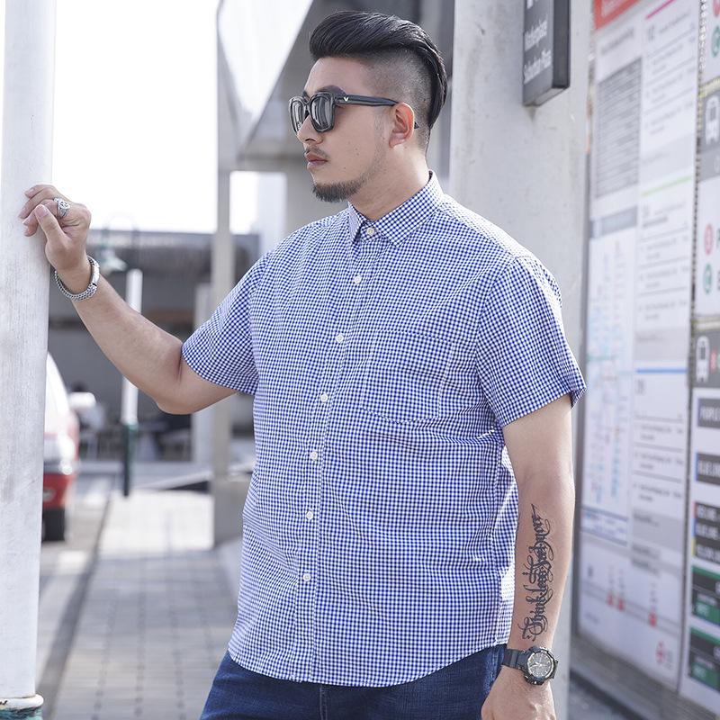 Men’s Plus Size Multi-Color Plaid Short-Sleeve Shirt