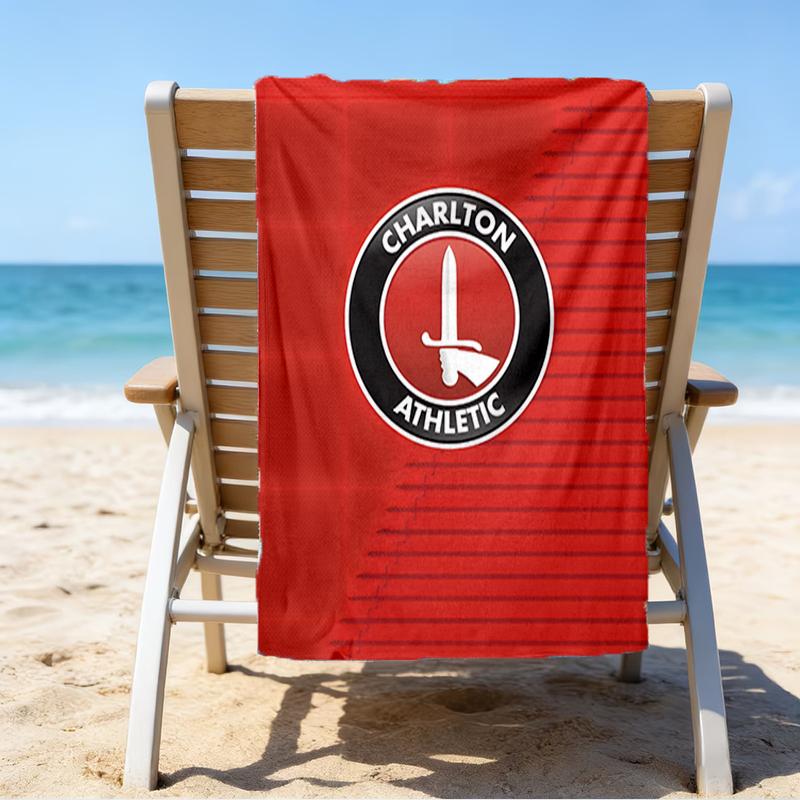 Football Charlton-Athletic Crest Beach Towel - Soft, Absorbent Microfiber, Lightweight, Ideal for The Beach, Parties, Travel, Camping Fan Gifts