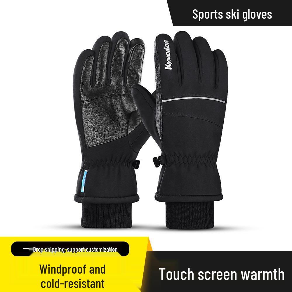Unisex Fleece-Lined Water-Repellent Touchscreen Gloves for Winter Cycling and Skiing