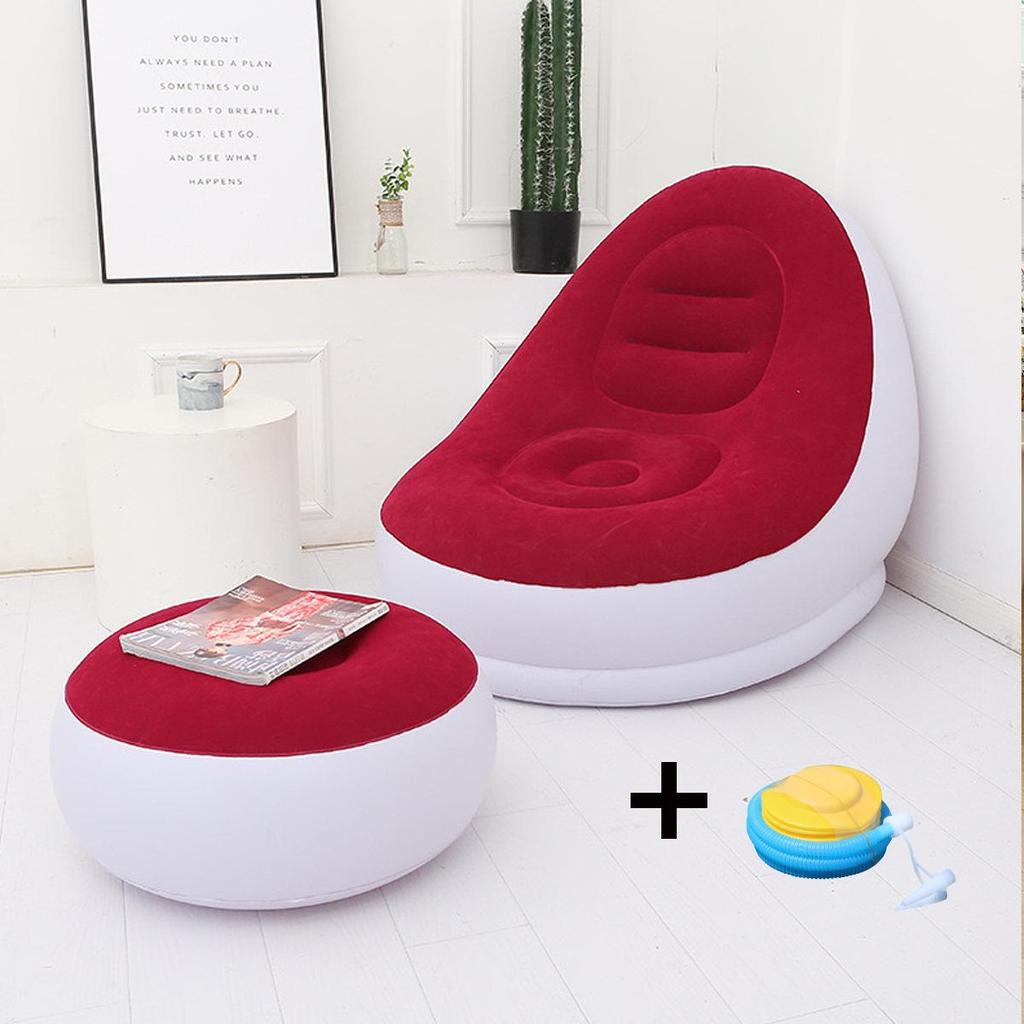 Przenośna, nadmuchiwana sofa z podnóżkiem - fotel wypoczynkowy dla dorosłych Cross-Border, składana, miękka konstrukcja, idealna do drzemki i relaksu.