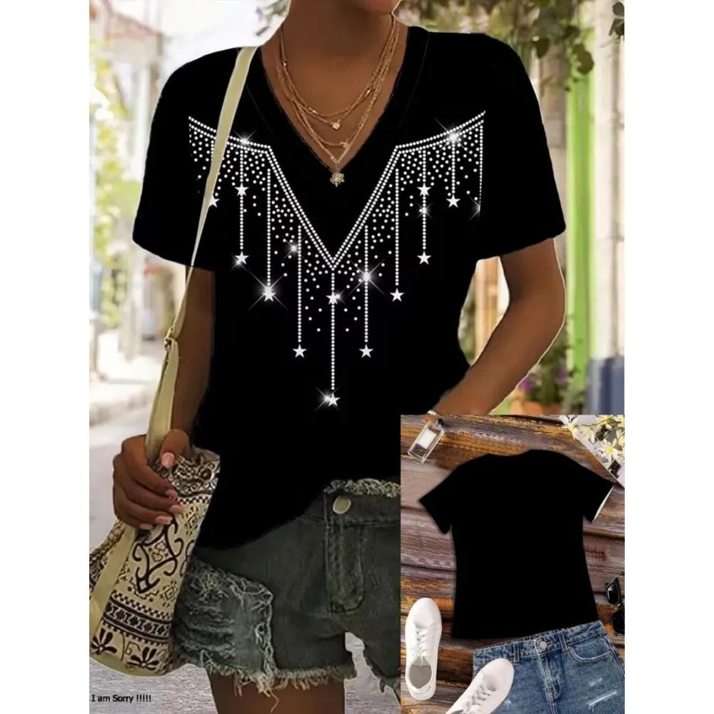 Daily Breathable V-neck Women's Top Versatile Short Sleeve Fashionable Loose T-Shirts Women’s