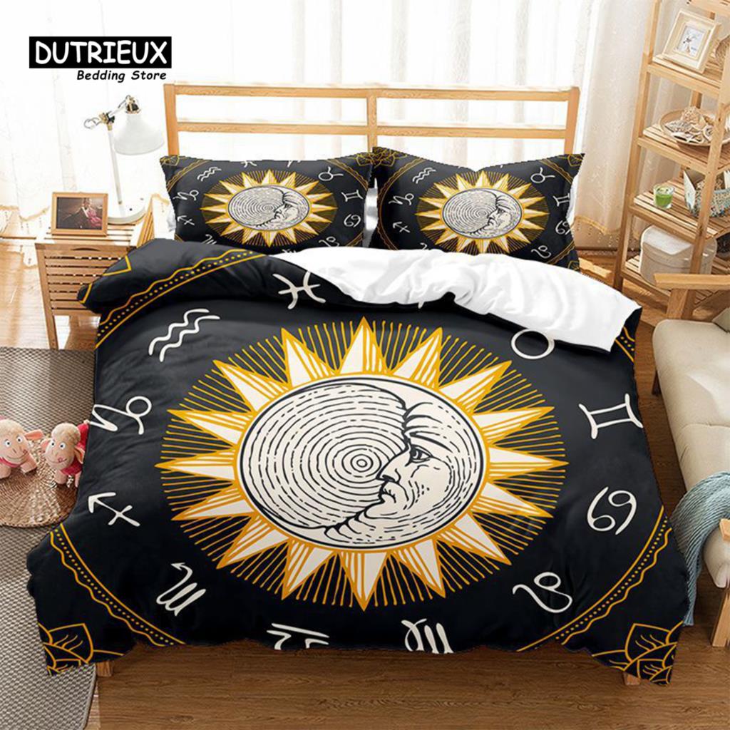 Hamsa Hand Duvet Cover Boho Exotic Sun And Moon Bedding Set Luxury Galaxy Astrology Comforter Cover Full Queen For Adults Kids