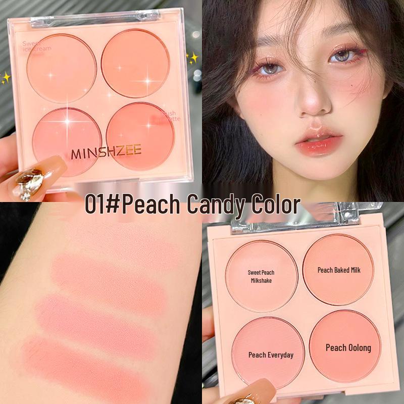 

MINSHZEE Mingxi Zhi Four-Color Matte Blush and Contouring Palette - Natural Pigmented Purple Rouge
