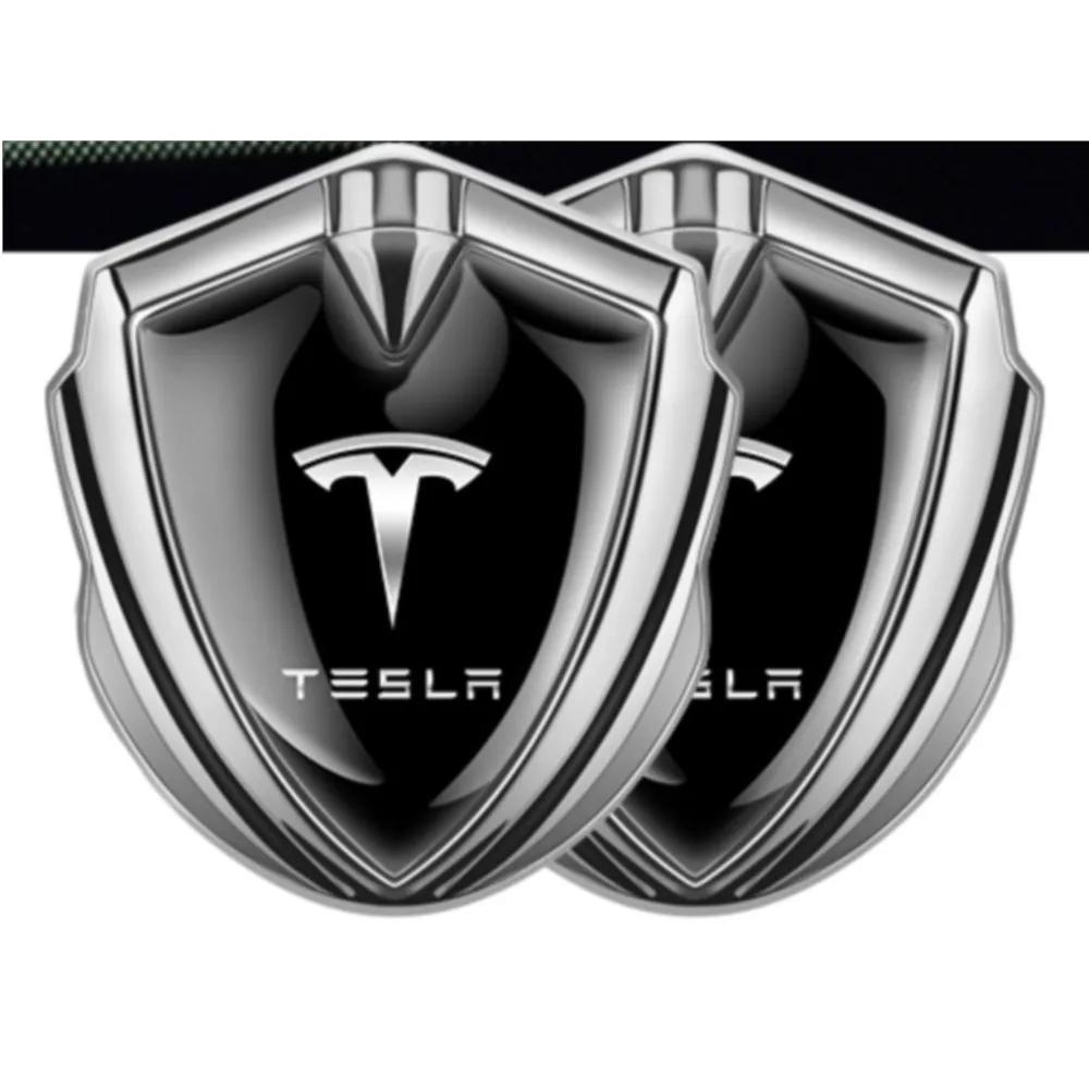 Car Sticker Tesla 1/2PC 3D Metal Car Body Stickers Custom Badges Decoration Auto Accessories For Tesla Model 3 Y X S Roadster Cy