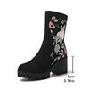 European and American Mid Length Boots 2024 Autumn New Embroidered Flower Design Sense High-heeled Versatile Fashion Boots