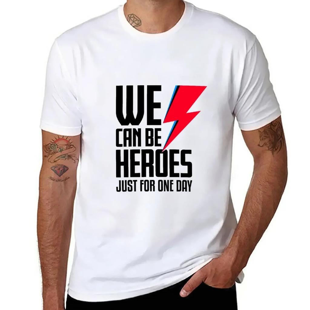 We Can Be Heroes Just for A Day of T-shirts Vintage Sublime Short Sleeves Everyday Tops for Bot