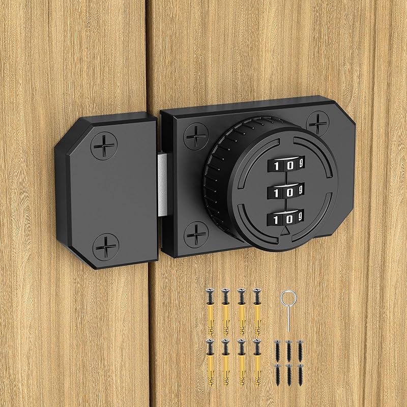 Keyless Cabinet Lock, Mechanical Rotary 3-Digit Combination Door Lock, Zinc Alloy Drawer Lock with Screws for One-Way Door, Barn Door, Cabinet, 1