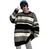 Striped sweater women's autumn and winter loose pullover lazy wind wear thin knitted sweater top chic early autumn coat