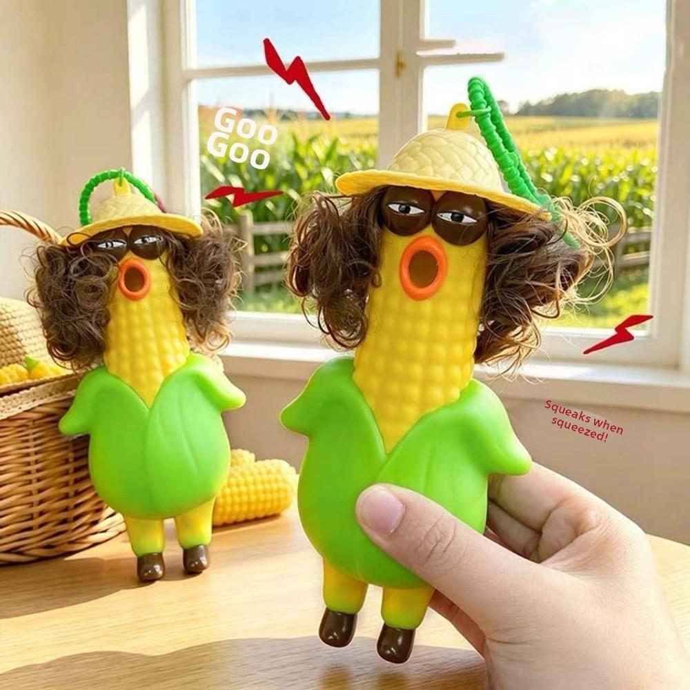 Shrill Corn Key Chain Flexible Squishy Toy Pendant Sensory Toy Screaming Chicken Teens