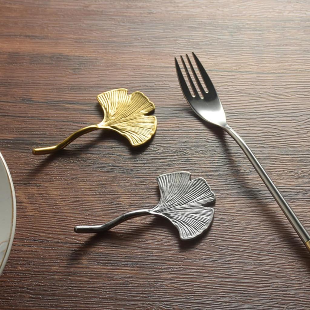 Stainless Steel Chopstick Holder Ginkgos Leaf Shaped Spoon Rest For Dining Table Cutlery Support Tableware Stand