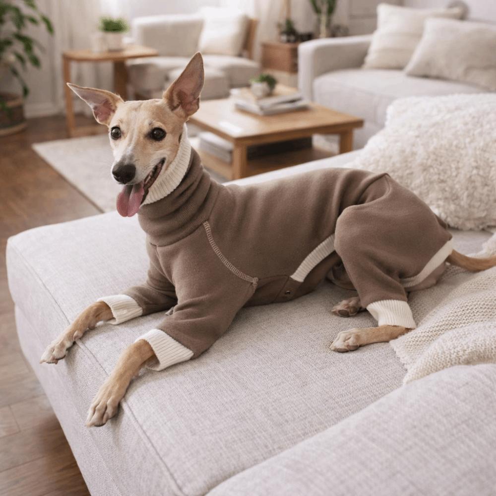 Casual Style High Neck Dog Jumpsuit Stretchy Breathable Pet Turtleneck Cold-Proof Plush Pet Warm Sportswear Indoor Wear
