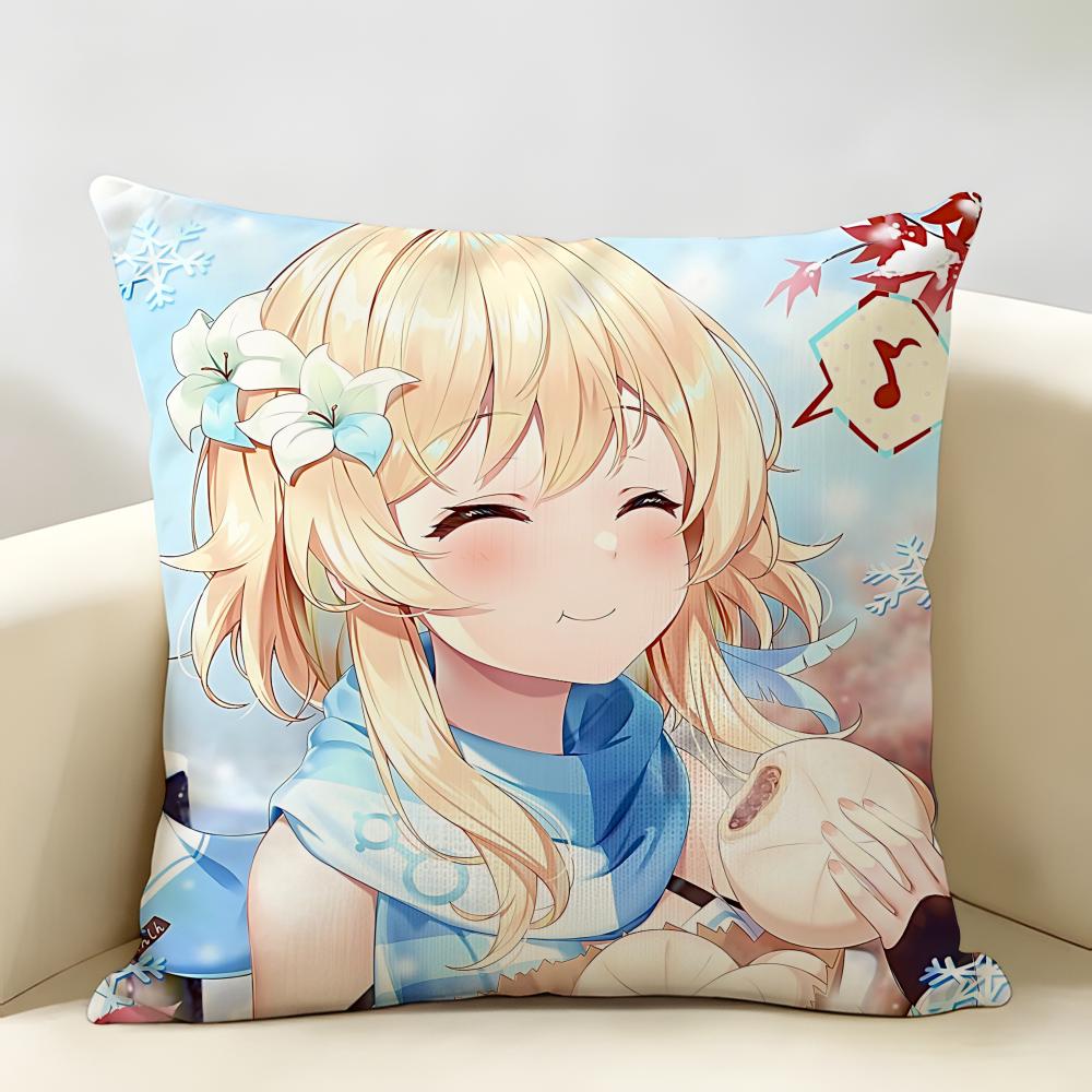Lumine Genshin Game Cushion Cover Natural Linen Organic Fabric DoubleSided Printing Room Sofa Decor Pillow Case