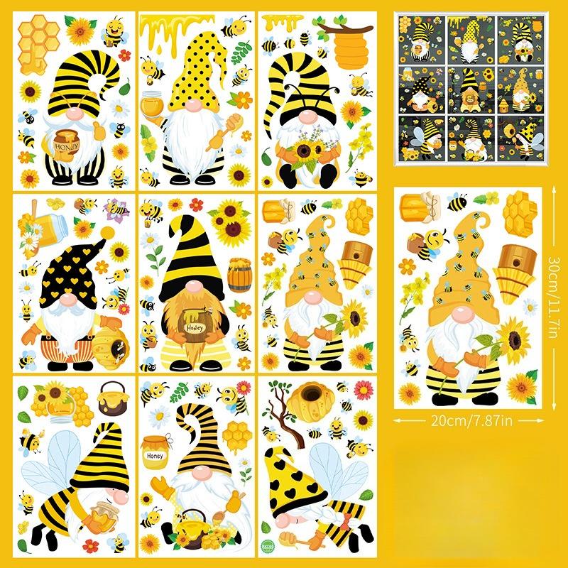 Cartoon Cute Spring Flowers Indoor Bedroom Living Room Background Wall Decoration PVC Electrostatic Stickers Window Glass Stickers
