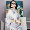 Breathable Spring Satin Scarf Silk Big Yarn Shawl Sweet Solid Color Headscarf  Clothing Accessories
