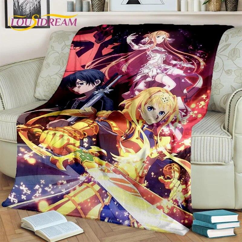 SAO Novel Cartoon Sword Art Online Decke, weiche Überwurfdecke für Zuhause, Schlafzimmer, Bett, Sofa, Picknick, Reisen, Büro, Decke für Kinder