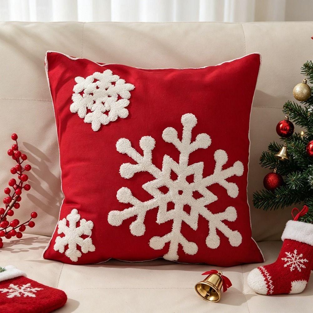 Merry Christmas Christmas Pillow Cover Snowflake Christmas Tree Pillow Cover Holiday Party