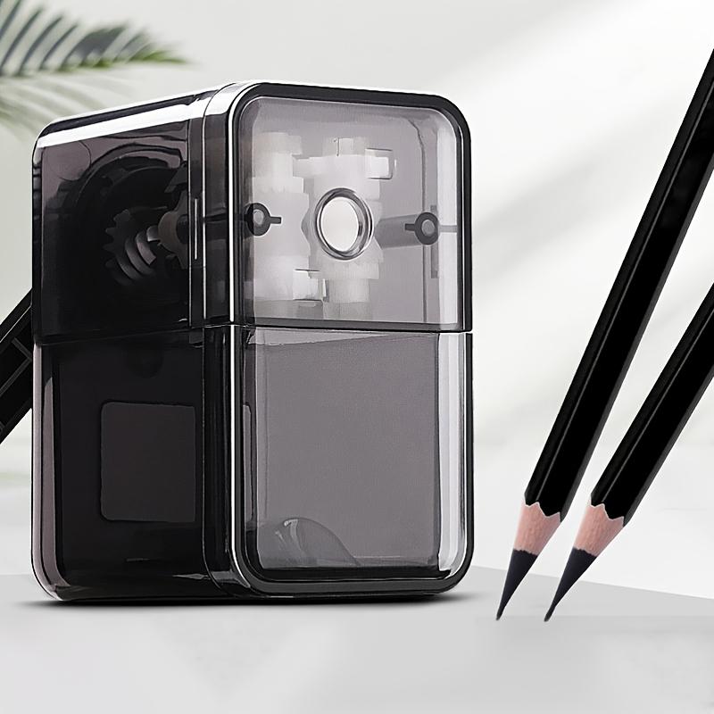 Schwarzer manueller Bleistiftspitzer mit transparentem Fach - Multifunktionales Handspitzwerkzeug für Schüler, Schulen, Klassenzimmer und Künstler